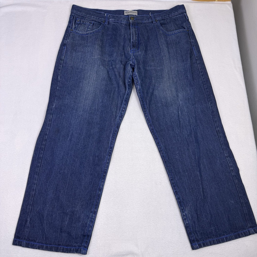 Godbody Streetwear Classics Baggy Jeans‎ Mens 46x33 Blue Denim Y2K Hip Hop